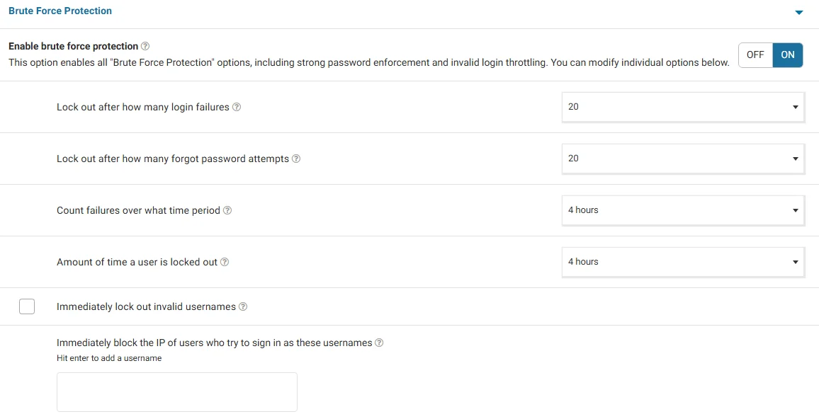 Site protection using the WordPress plugin Wordfence
