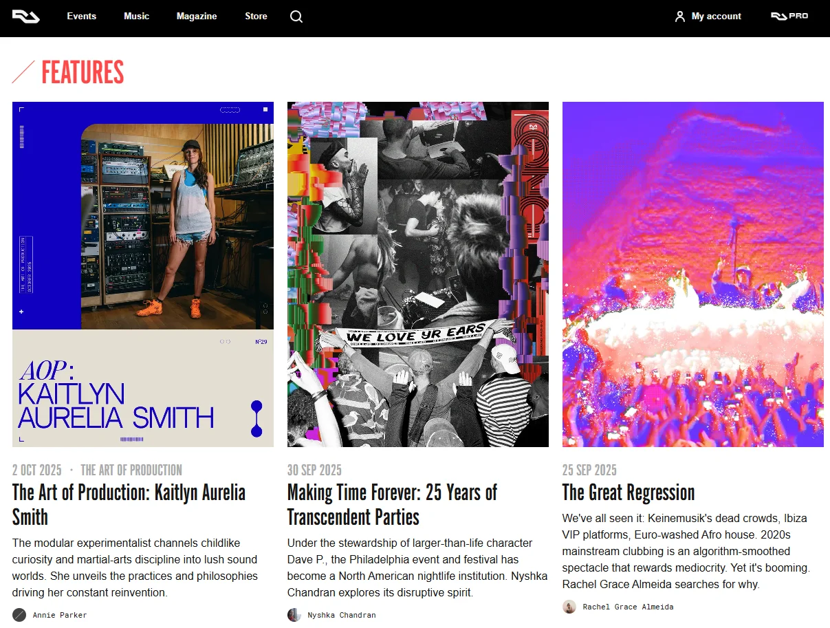 Resident Advisor — an international entertainment site about music
