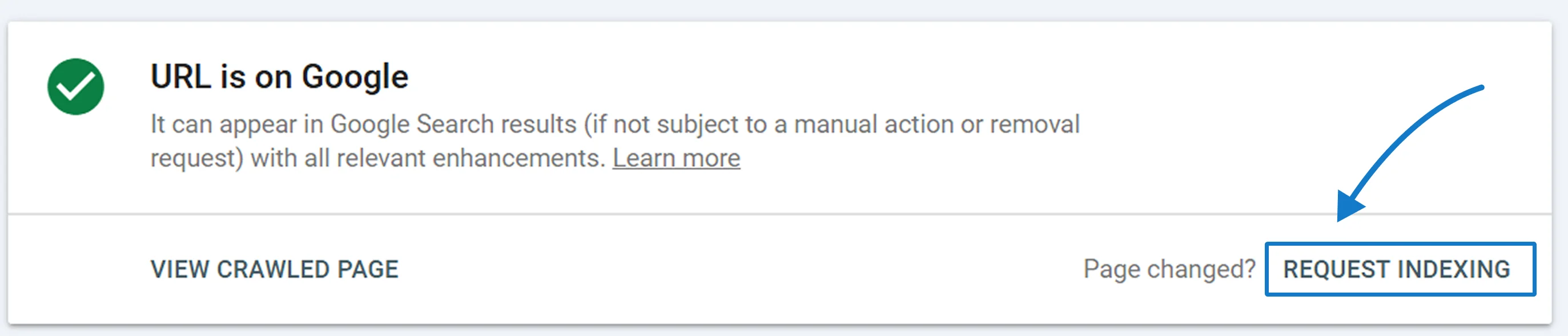 Request for indexation of a site page via Google Search Console