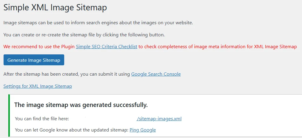 Генерування мапи сайту для зображень з Simple XML Image Sitemap