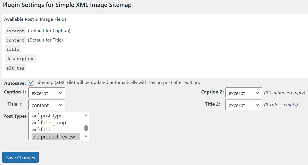 Настройка плагина Simple XML Image Sitemap