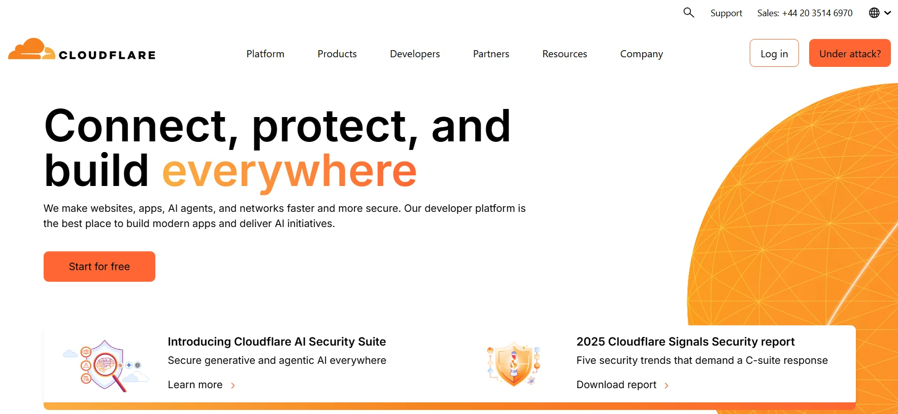 Главная страница платформы Cloudflare