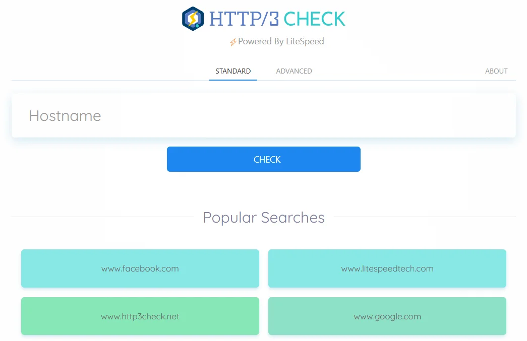 Главная страница сервиса для проверки протокола HTTP/3