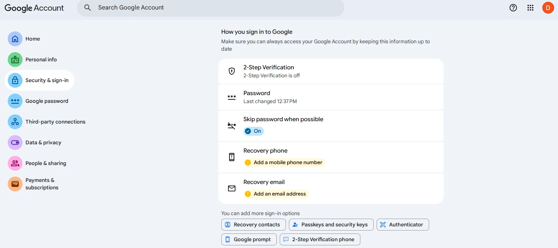 Metody ulepszonego zabezpieczenia w koncie Google