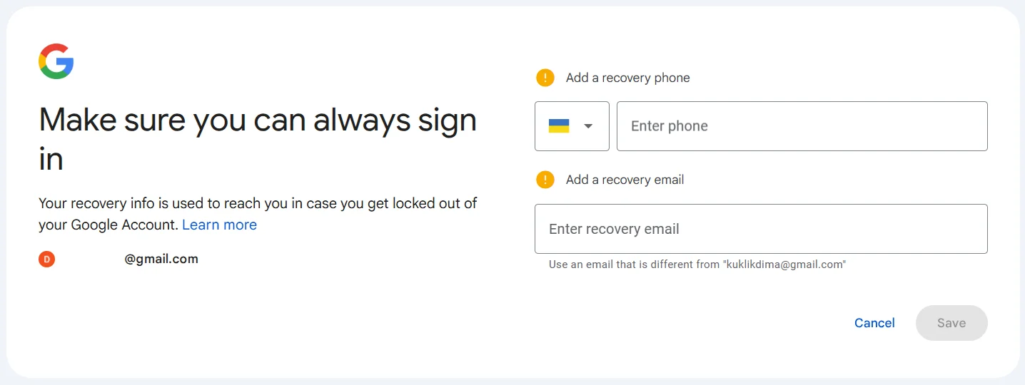 Dane do odzyskiwania konta są ważnym warunkiem stworzenia kanału YouTube