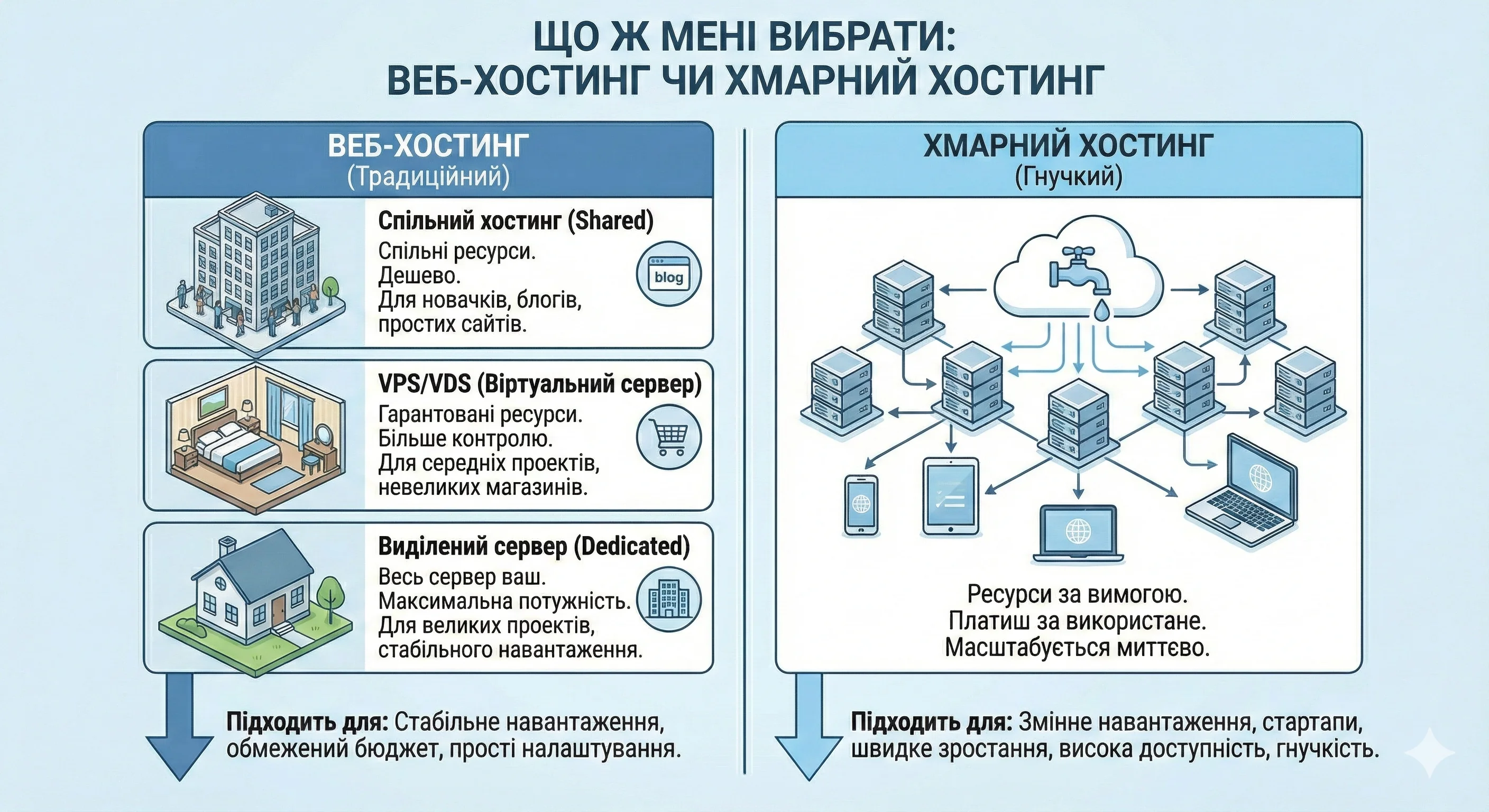 Выбираем между веб-хостингом и облачным хостингом для сайта