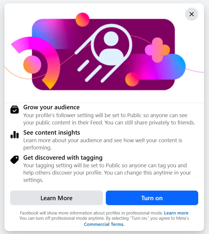 Opis możliwości trybu profesjonalnego w Facebooku