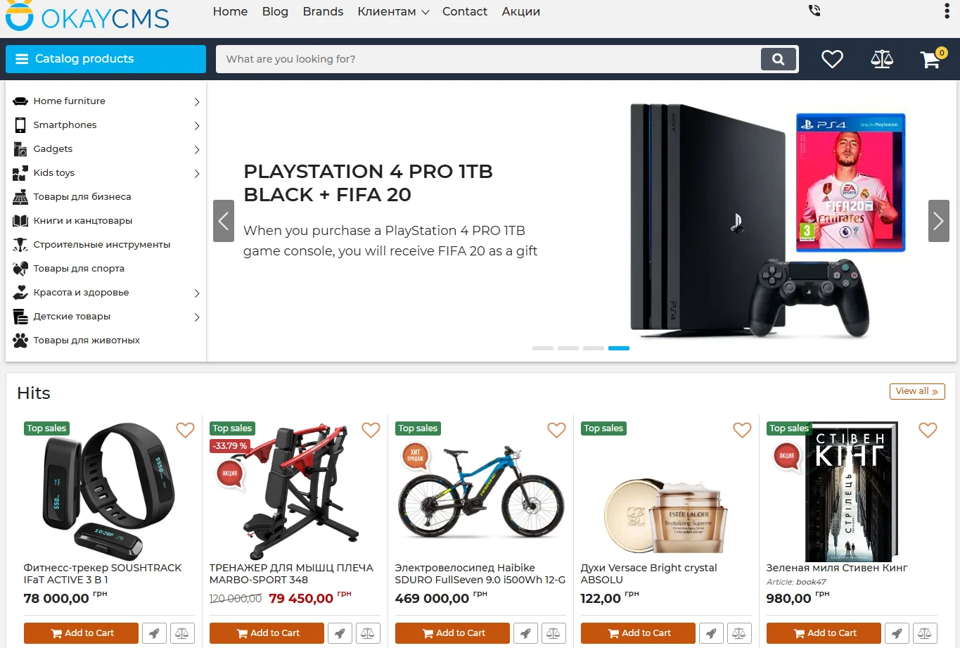 Test-Online-Shop auf dem Content-Management-System OkayCMS