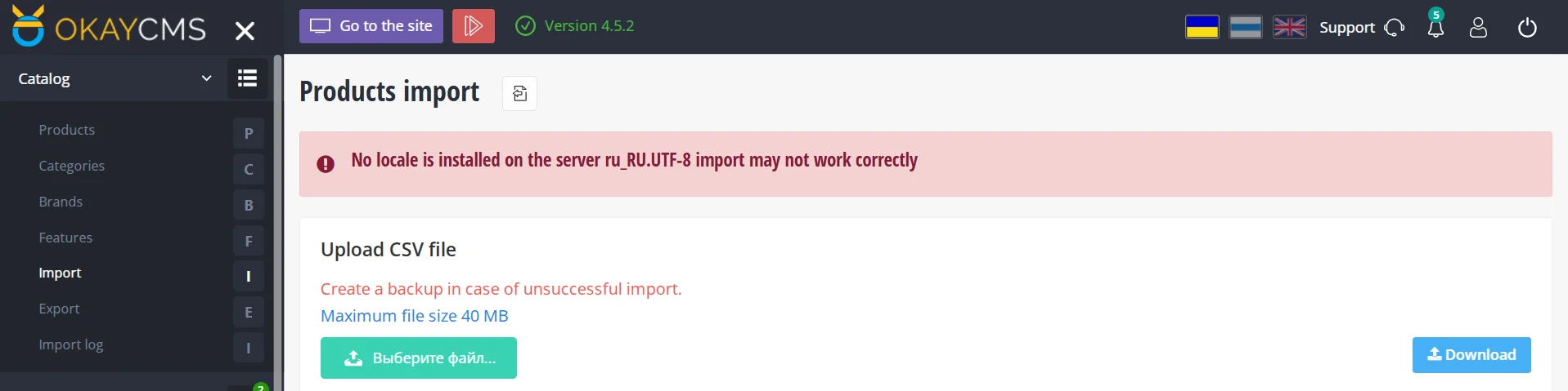 Tool zum Hochladen von Produkten in den Online-Shop auf OkayCMS