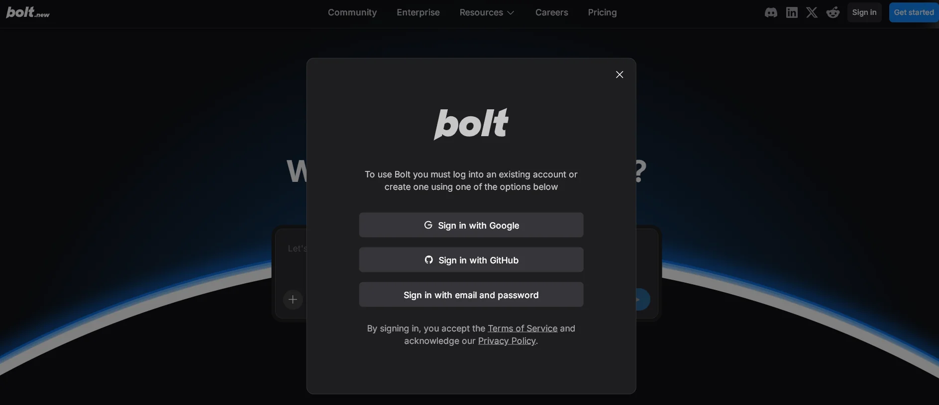 Ways to Register on the Vibe Coding Platform Bolt new