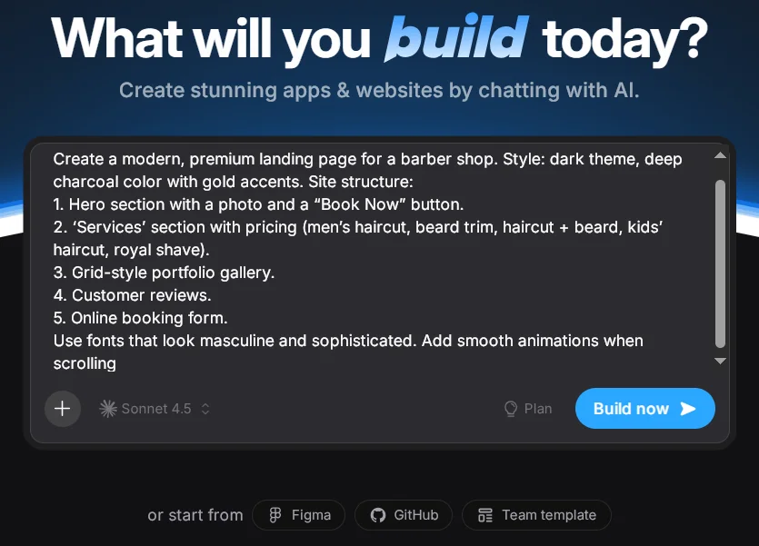 Prompt for Creating a Landing Page on Bolt AI Builder