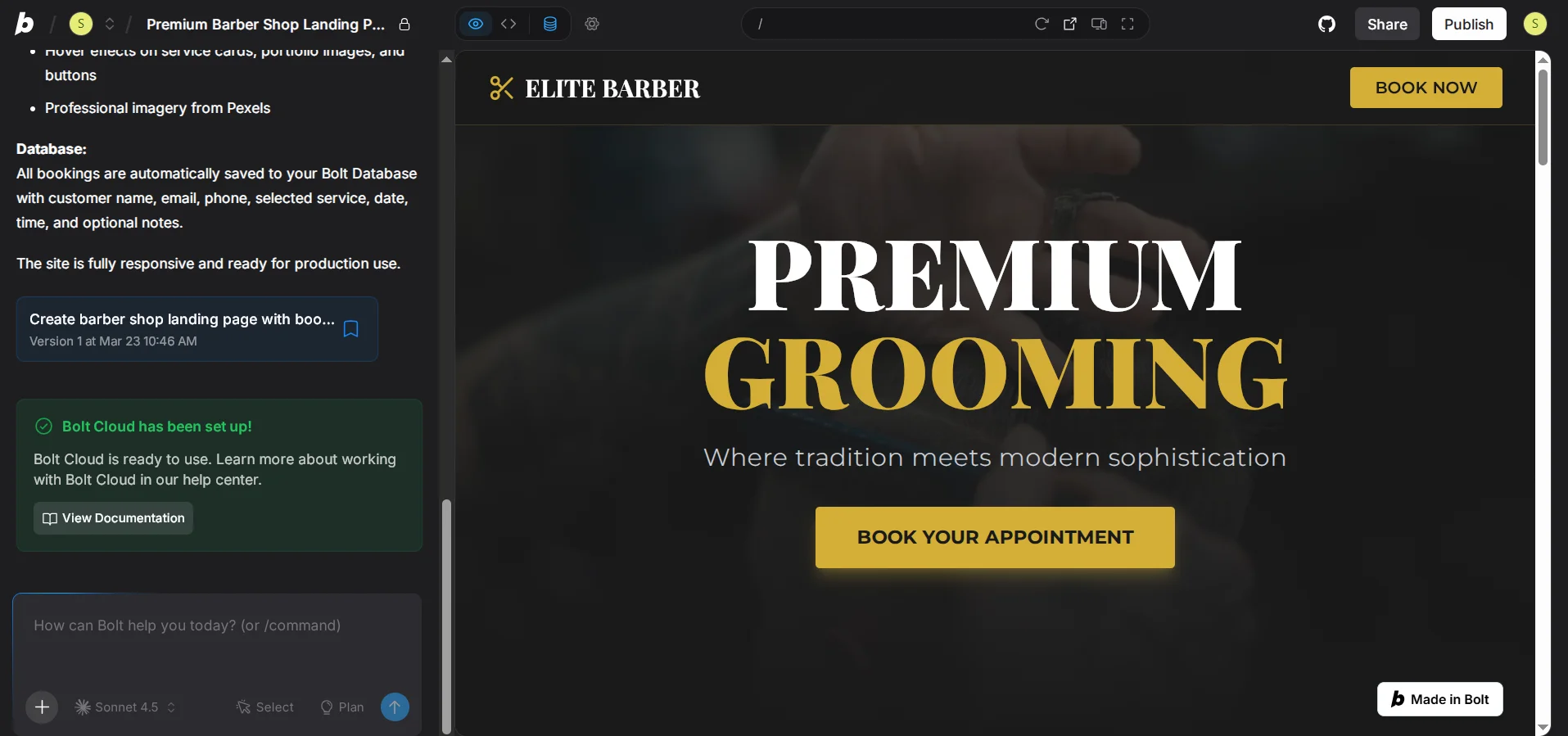 Instant Site Creation on Vibe Coding Platform