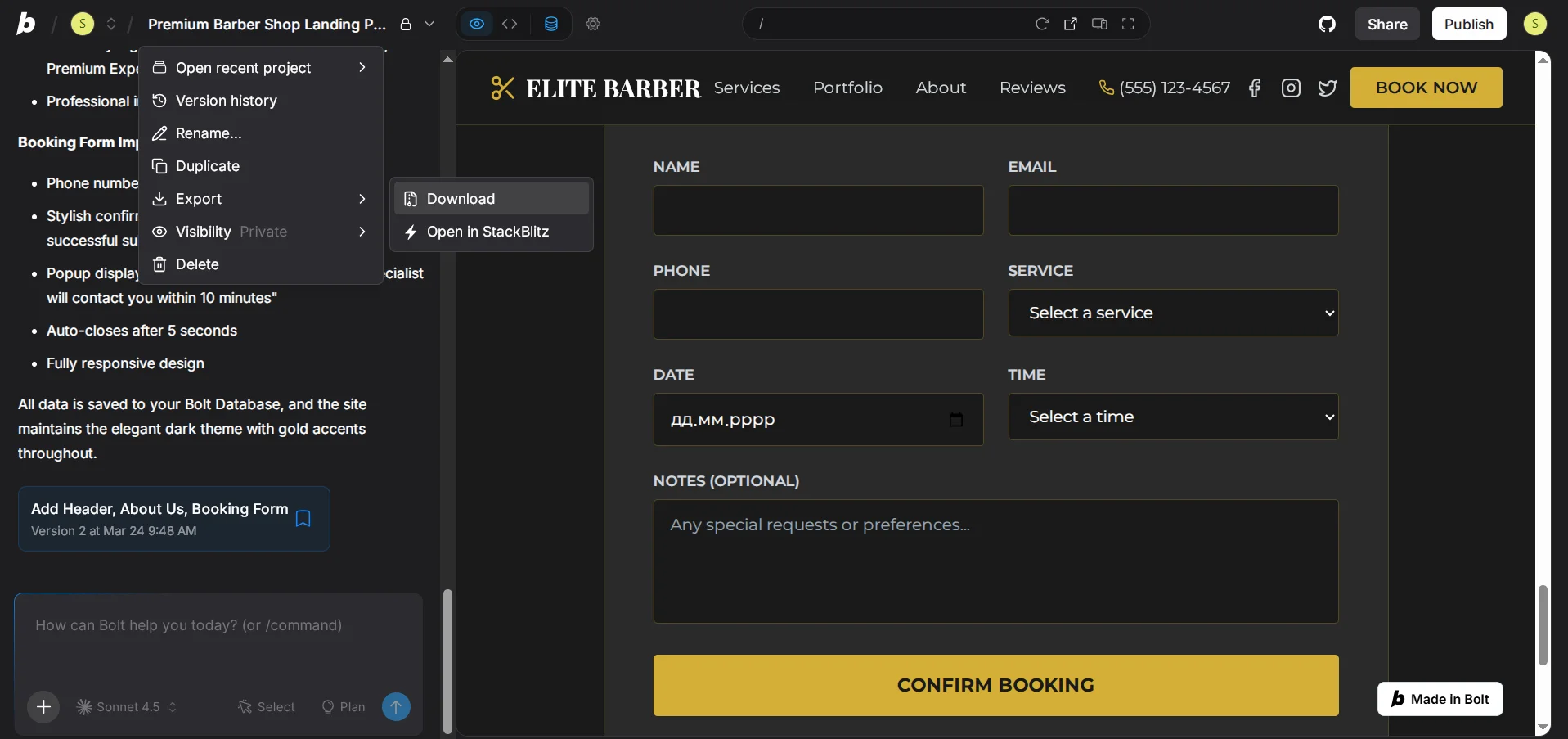 Classic Way to Download Zip Archive of the Project from Bolt AI Builder