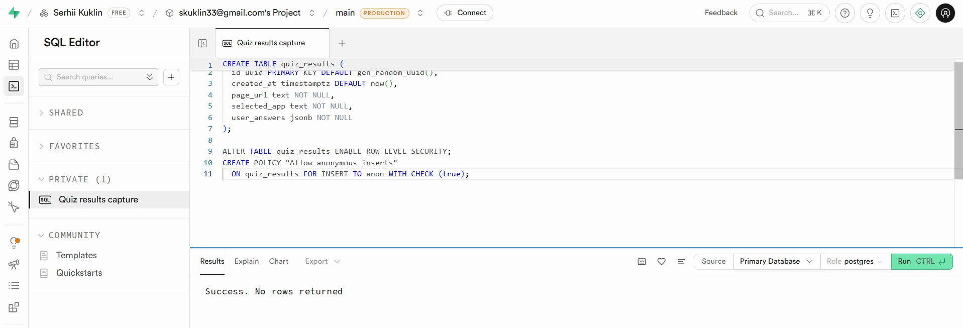 Connecting Vibe Coding Project to Supabase