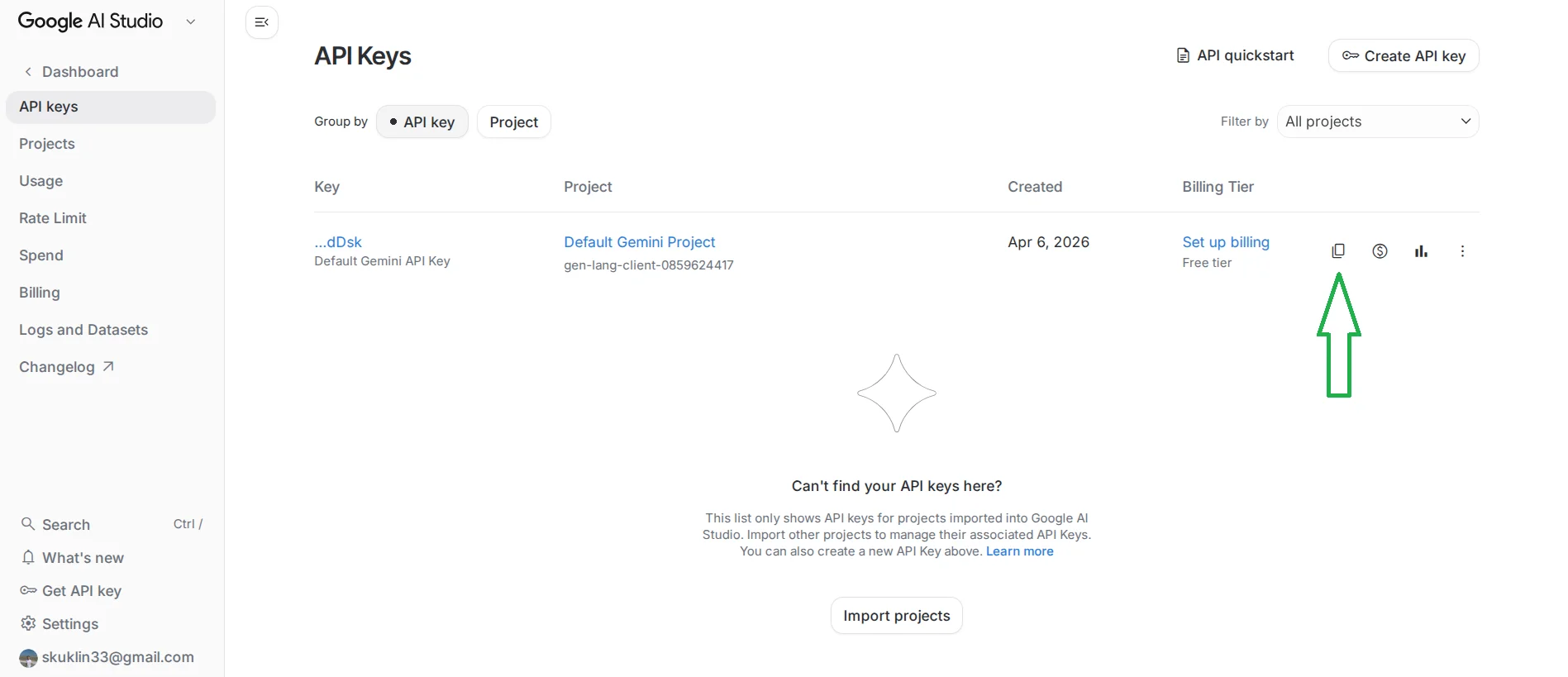 Free API keys from Google AI Studio