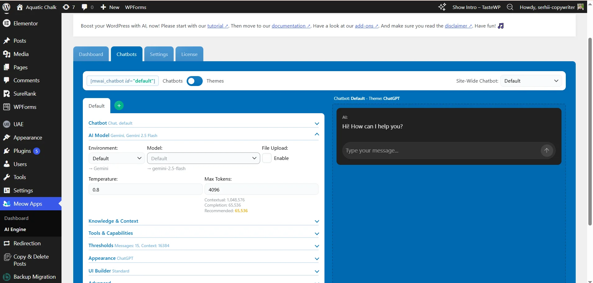 How to add a chatbot to a WordPress site with AI Engine