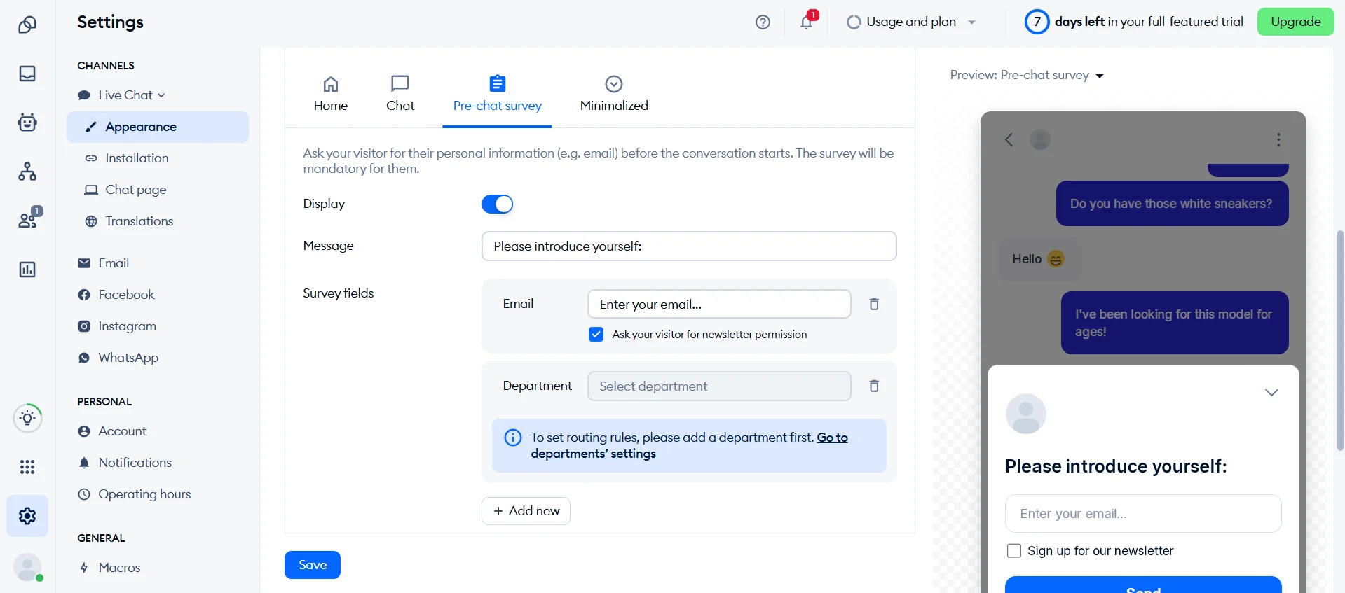Changing the design of the chatbot from Tidio