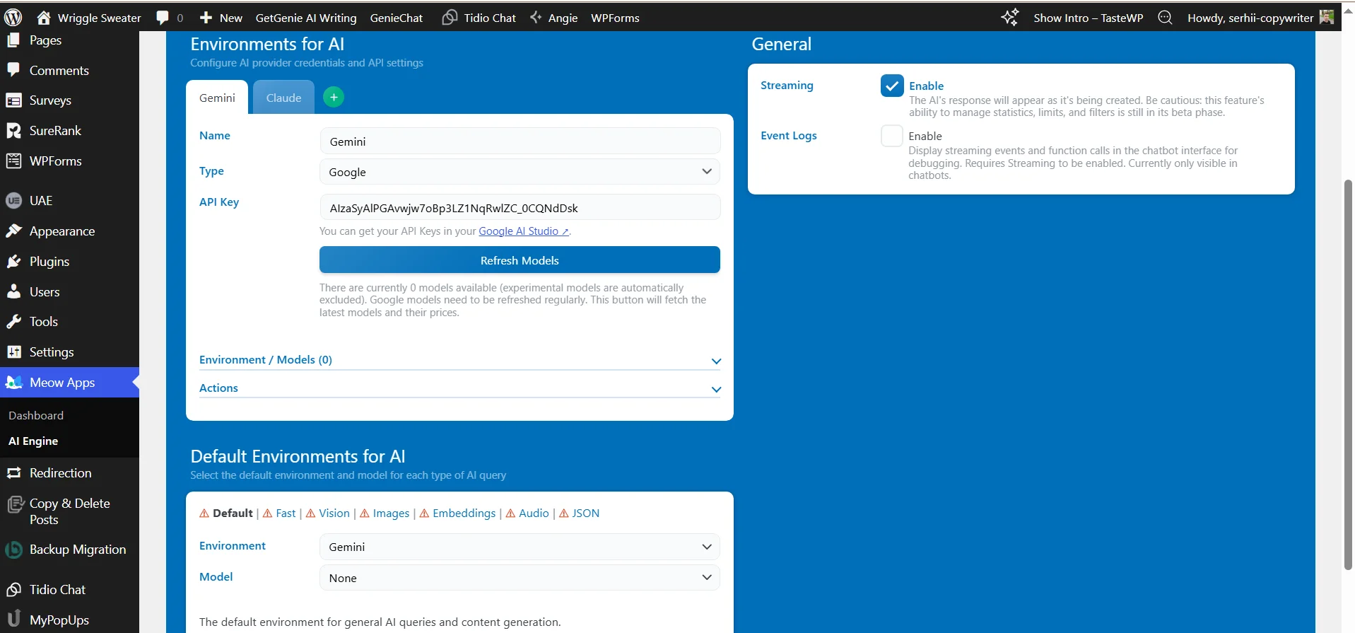 Connecting artificial intelligence to the WordPress plugin AI Engine