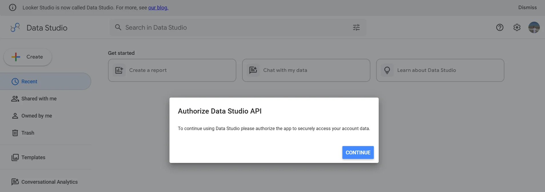 Авторизация в Looker Studio для поиска каннибализации в SEO