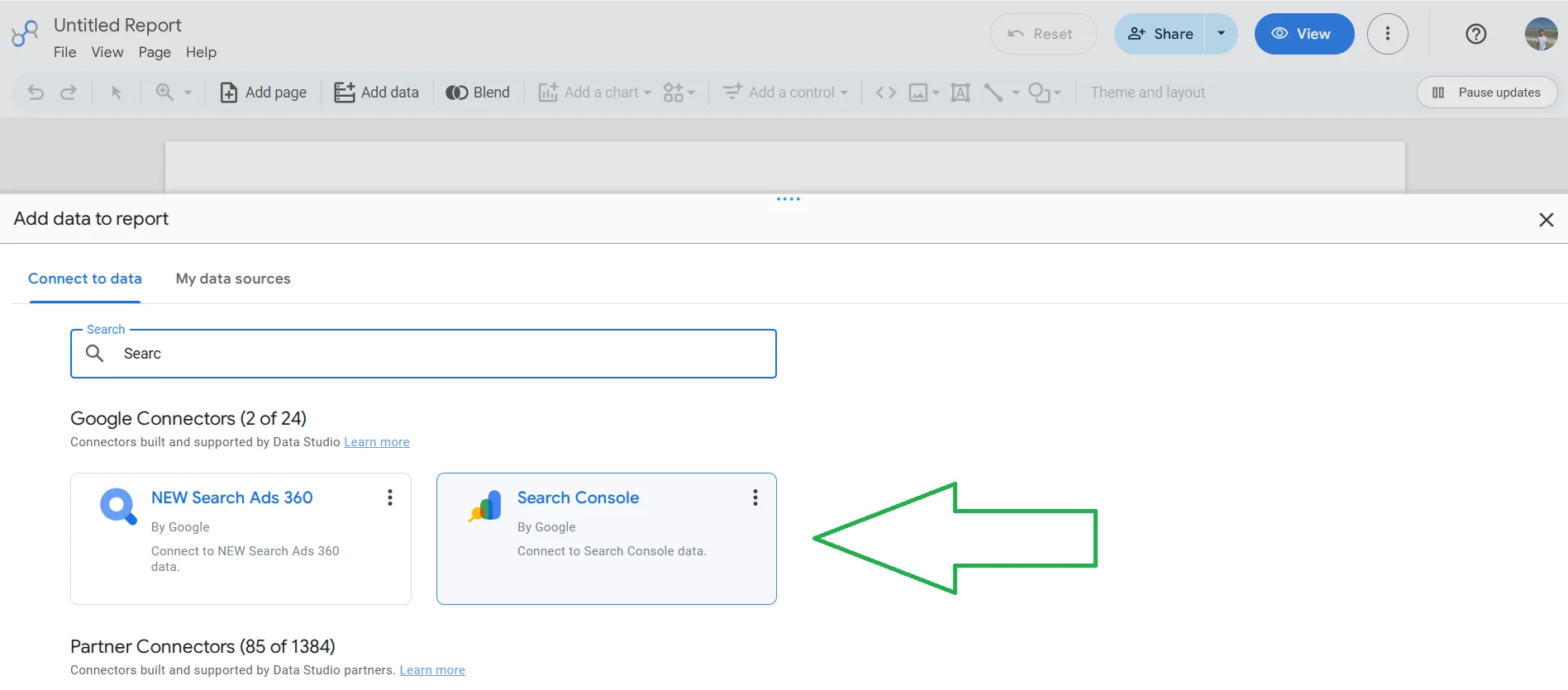 Добавление данных из Google Seach Console в Looker Studio для поиска каннибализации