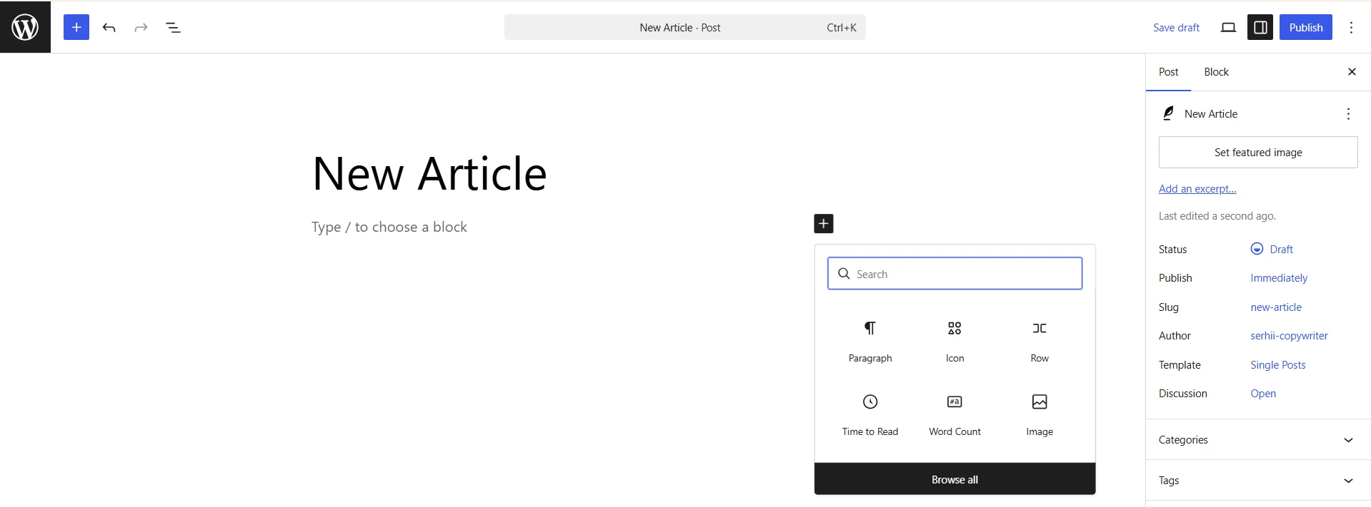 Gutenberg-Editor zum Hinzufügen von Beiträgen auf der WordPress-Website