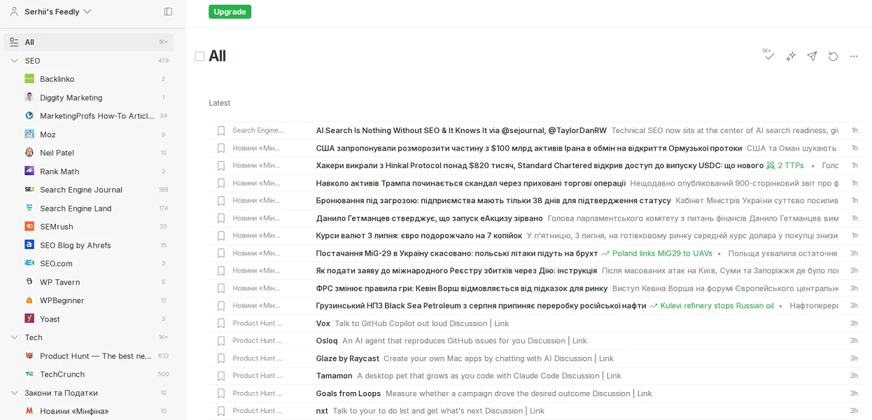 Создание информационных агентов в Feedly
