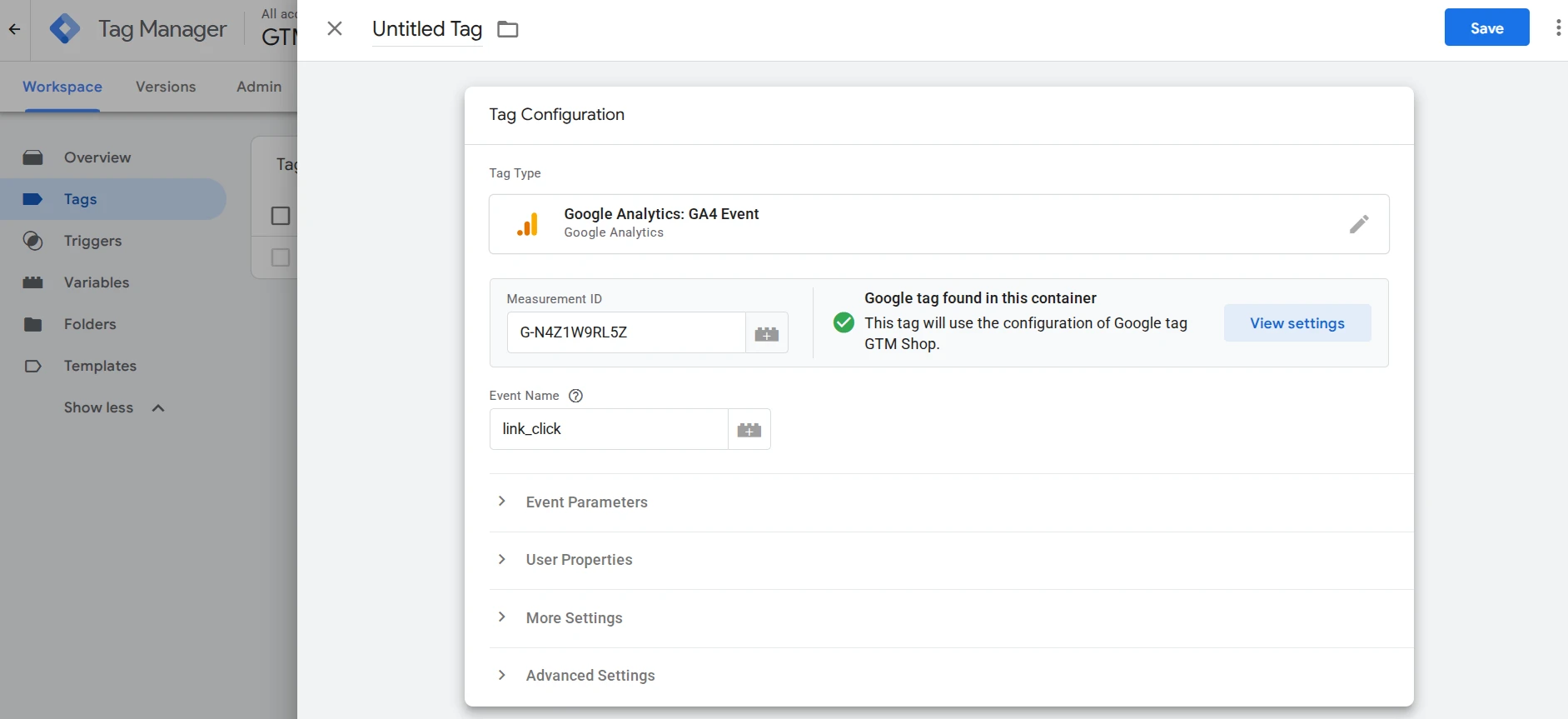 Создание тега для GA4 в Google Tag Manager