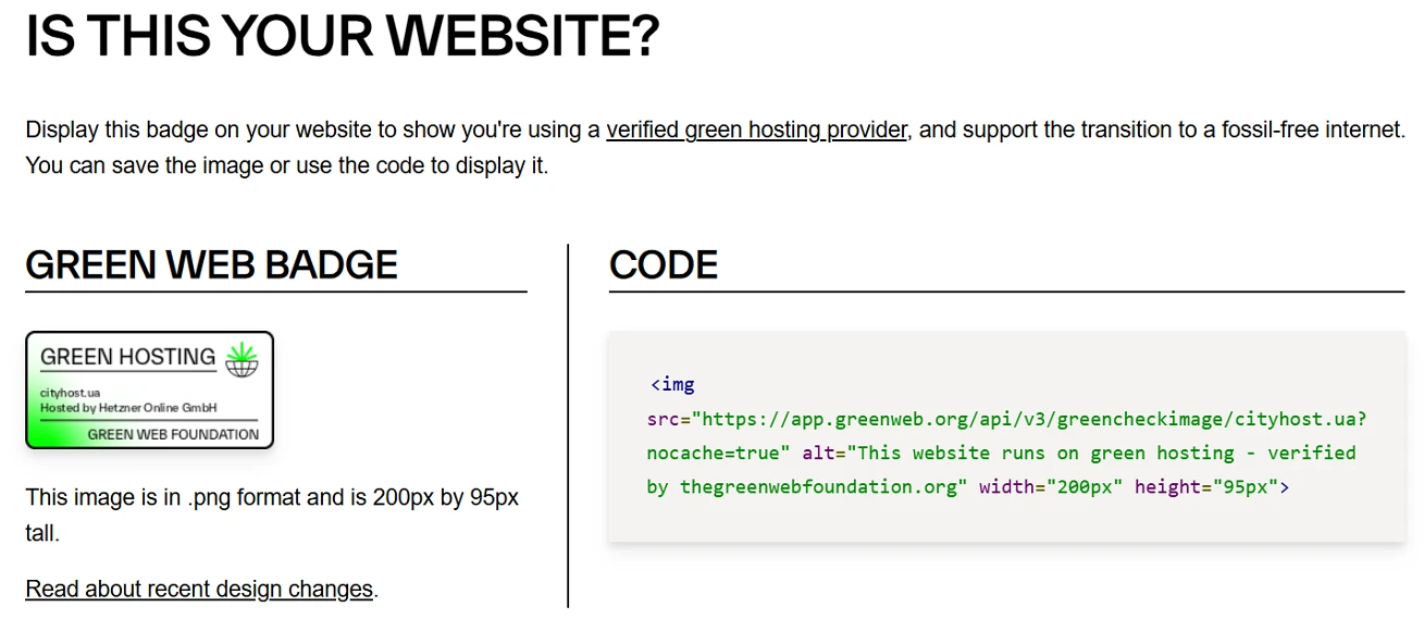 Green Web Badge zur Bestätigung des grünen Hostings auf der Website