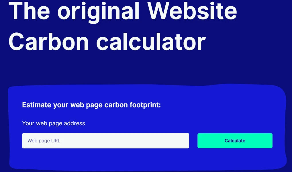 Dienst zur Überprüfung von grünem Hosting auf der Website Website Carbon Calculator