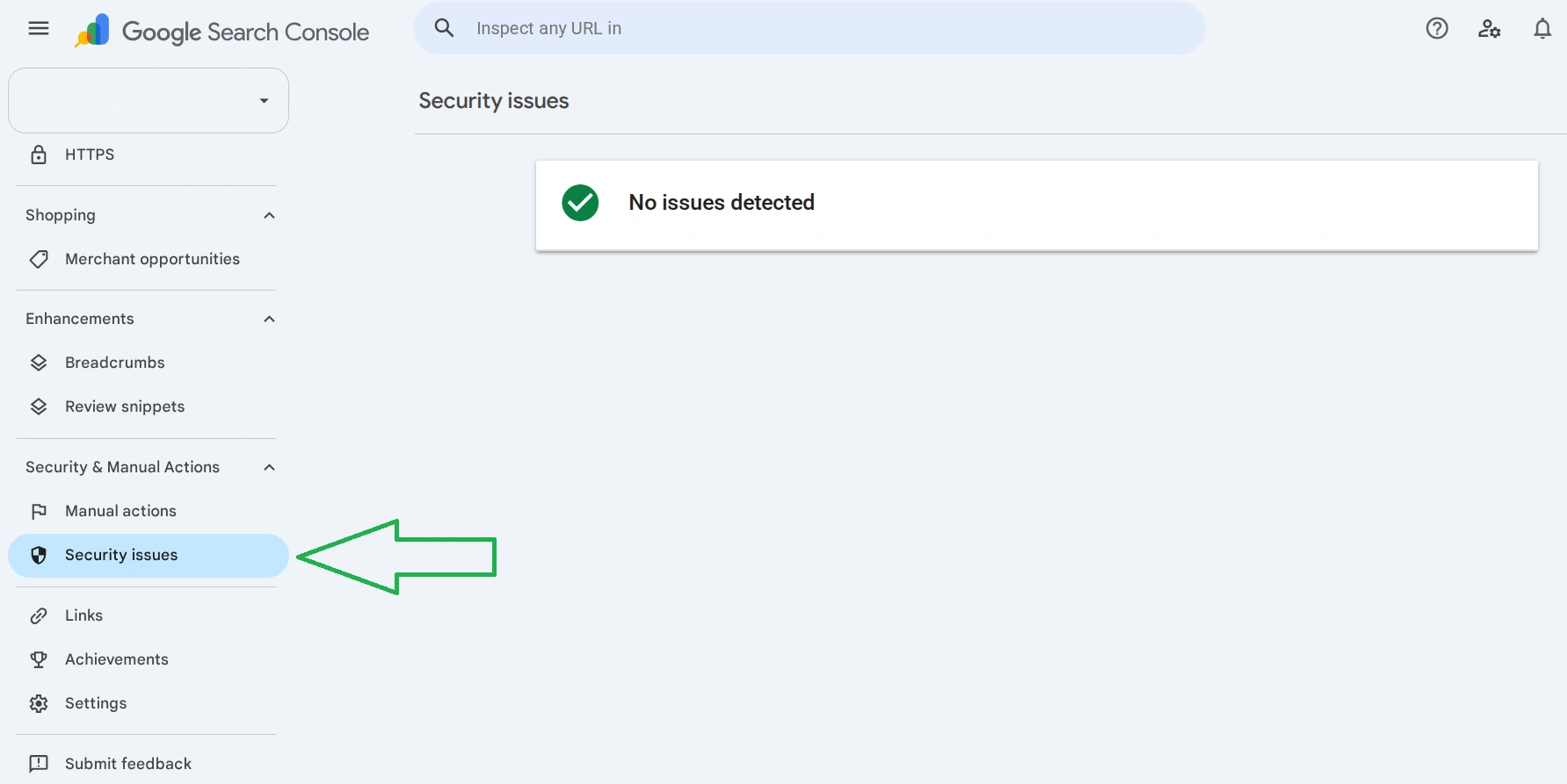 Проблемы безопасности — раздел для проверки взлома сайта в Google Search Console