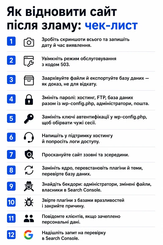 Як відновити сайт після зламу чеклист