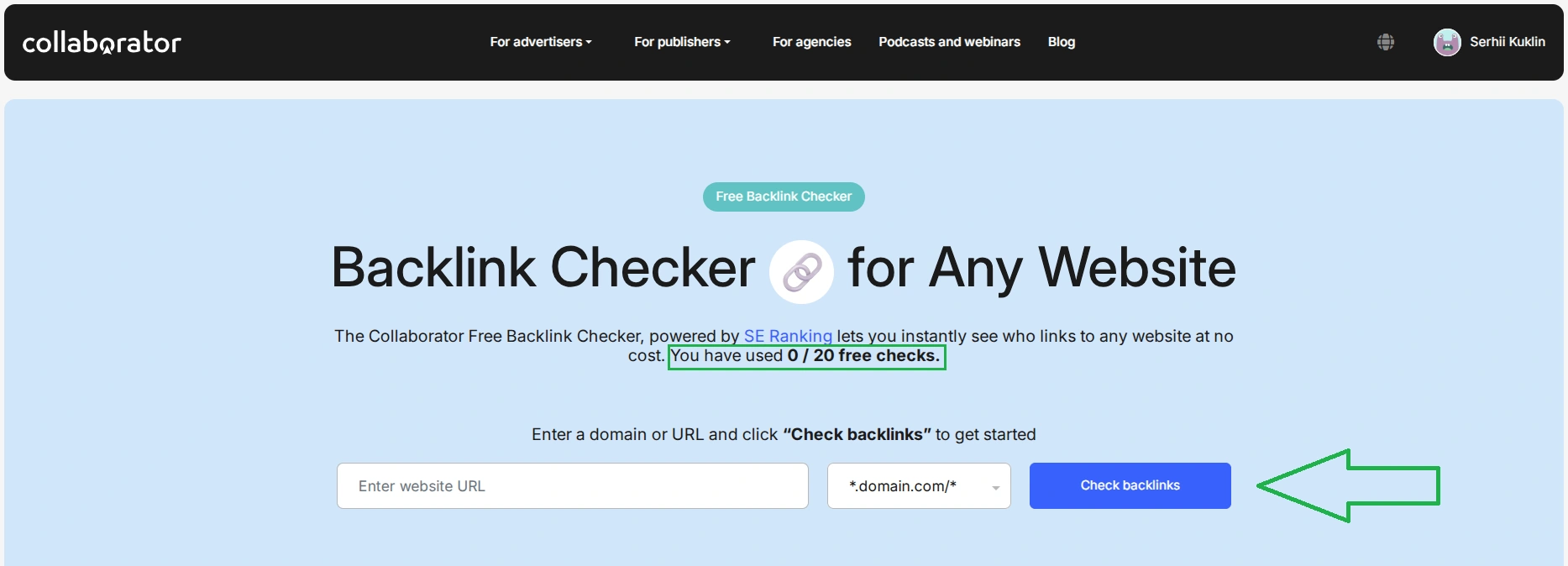 Collaborator Free Backlink Checker service for finding backlinks