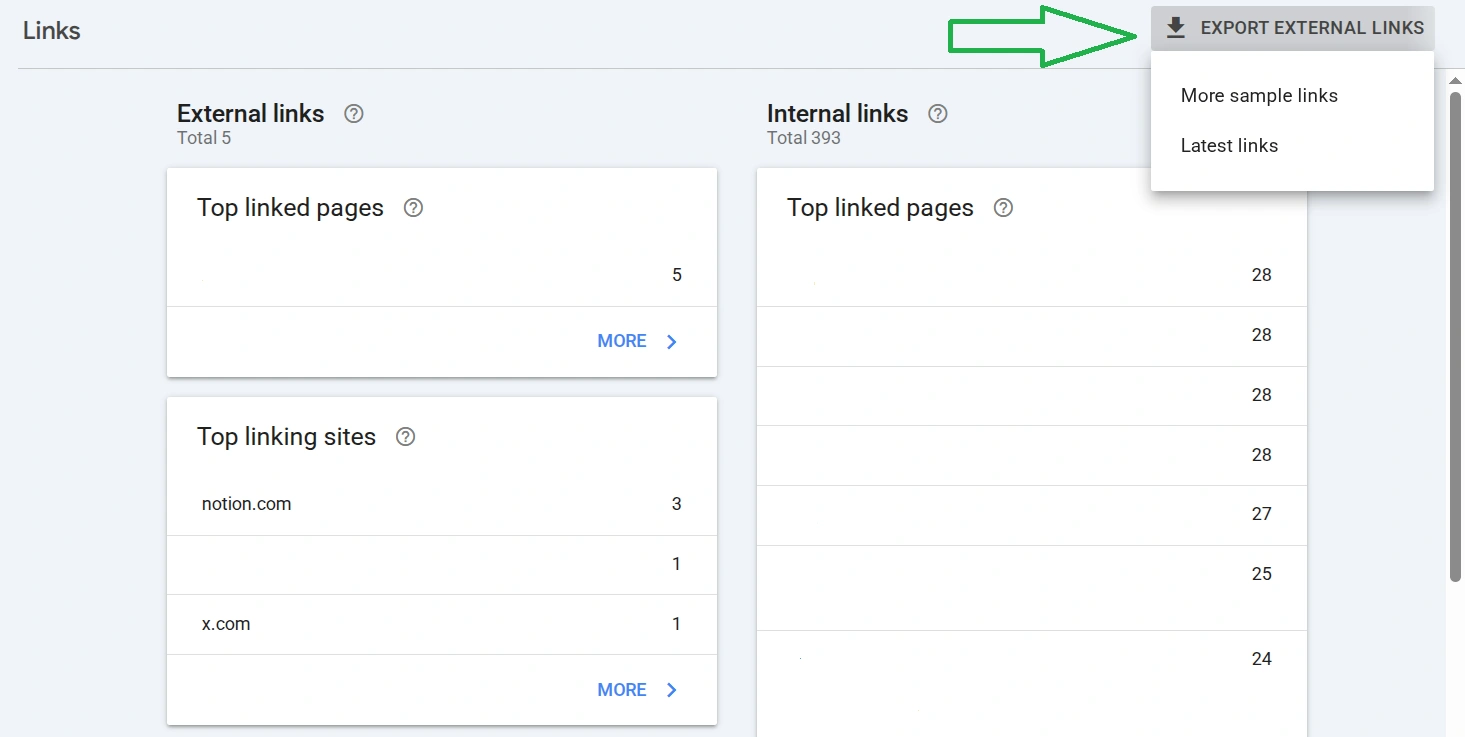 Ability to export external links from Google Search Console
