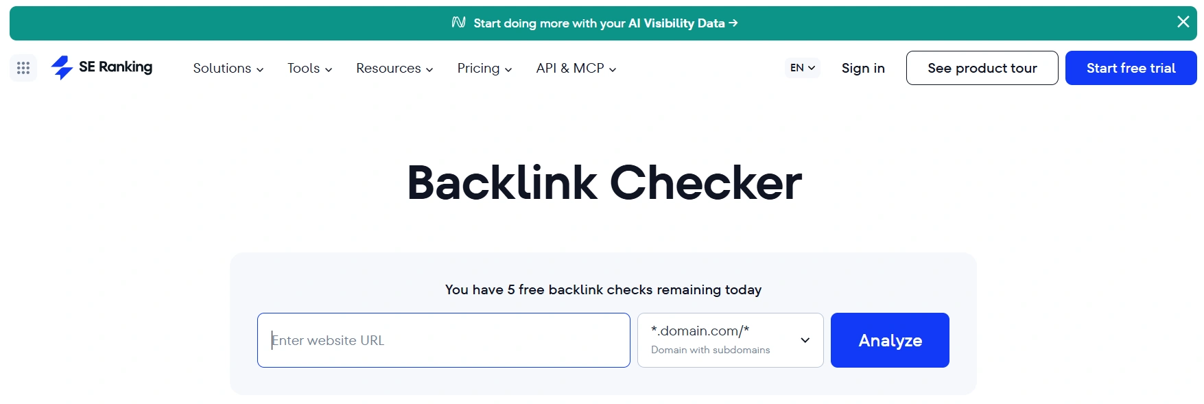 Service for finding external links to a site SE Ranking