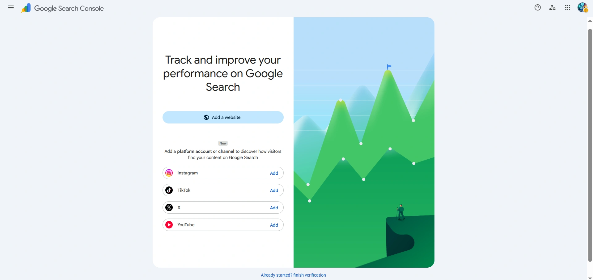 Formularz dodawania mediów społecznościowych w Google Search Console