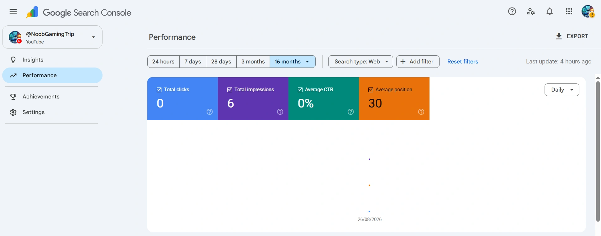 Analiza wydajności kanału YouTube w Google Search Console