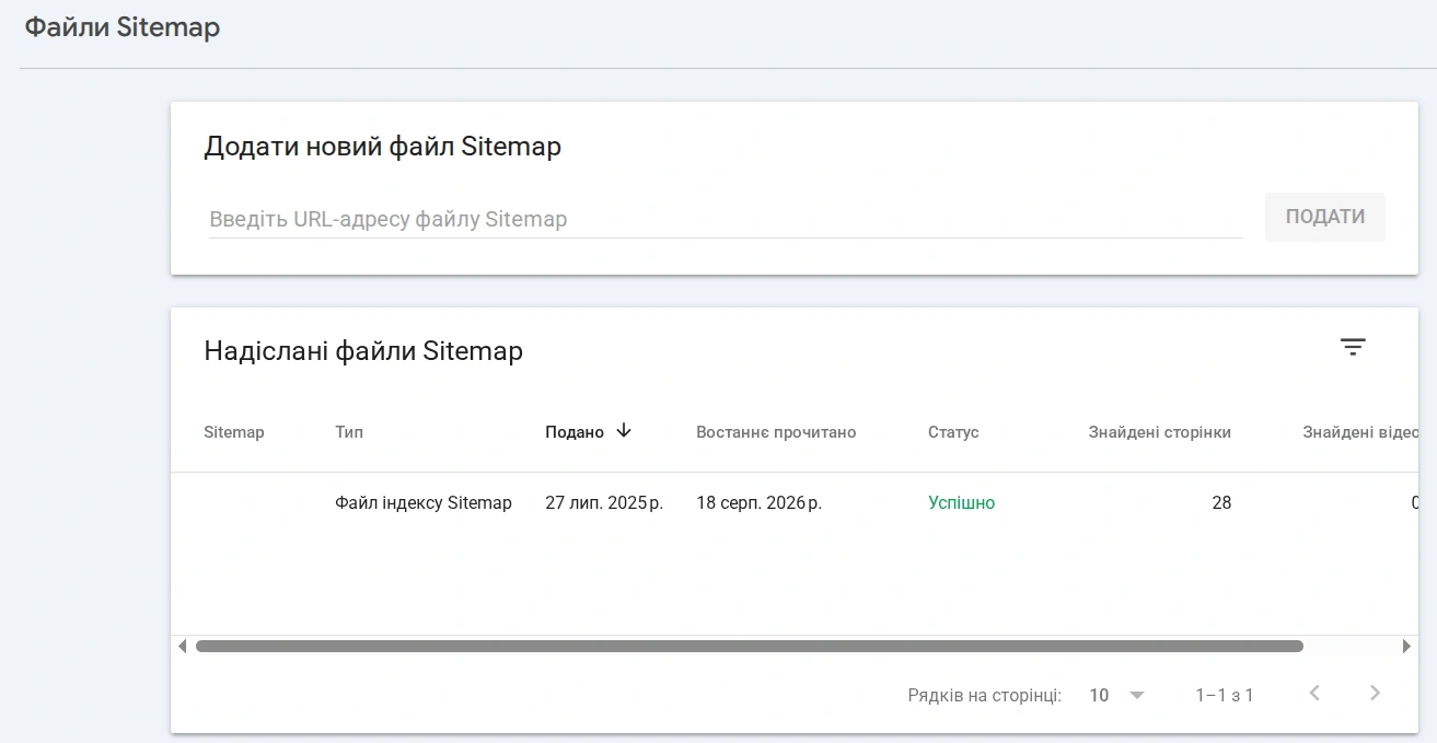 Добавление карты сайта в Google Search Console