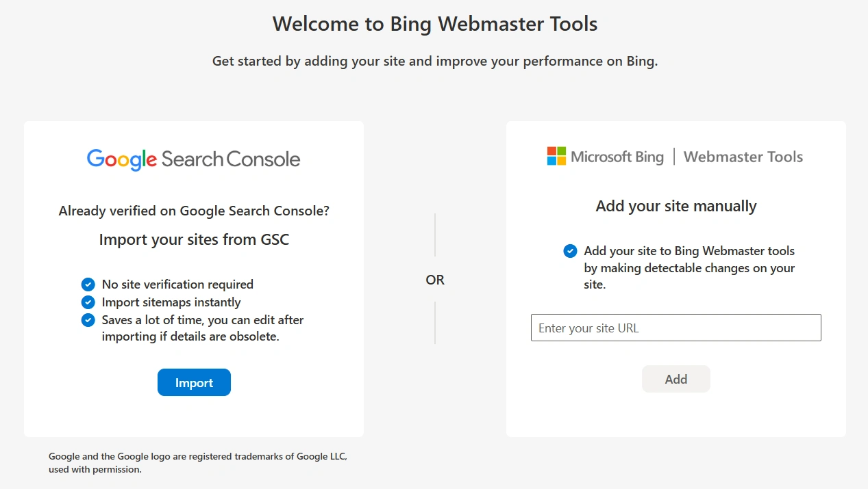 Ways to add a site to Bing Webmaster Tools