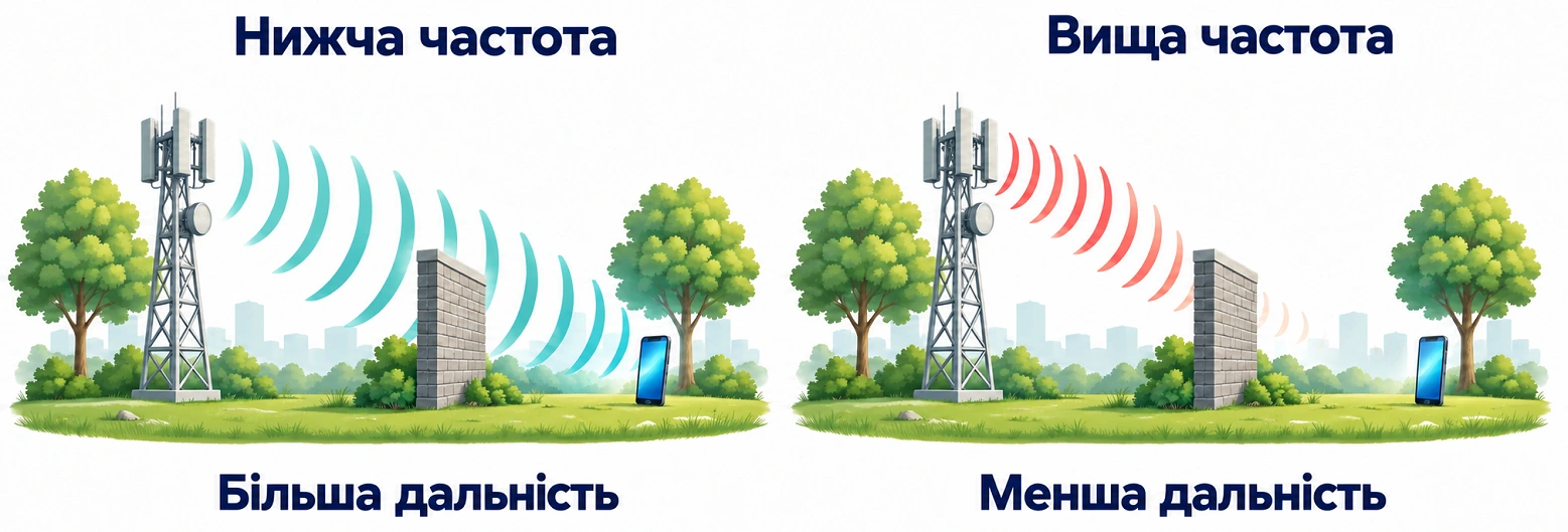 Різниця між високою та низкою частотою мобільного зв'язку