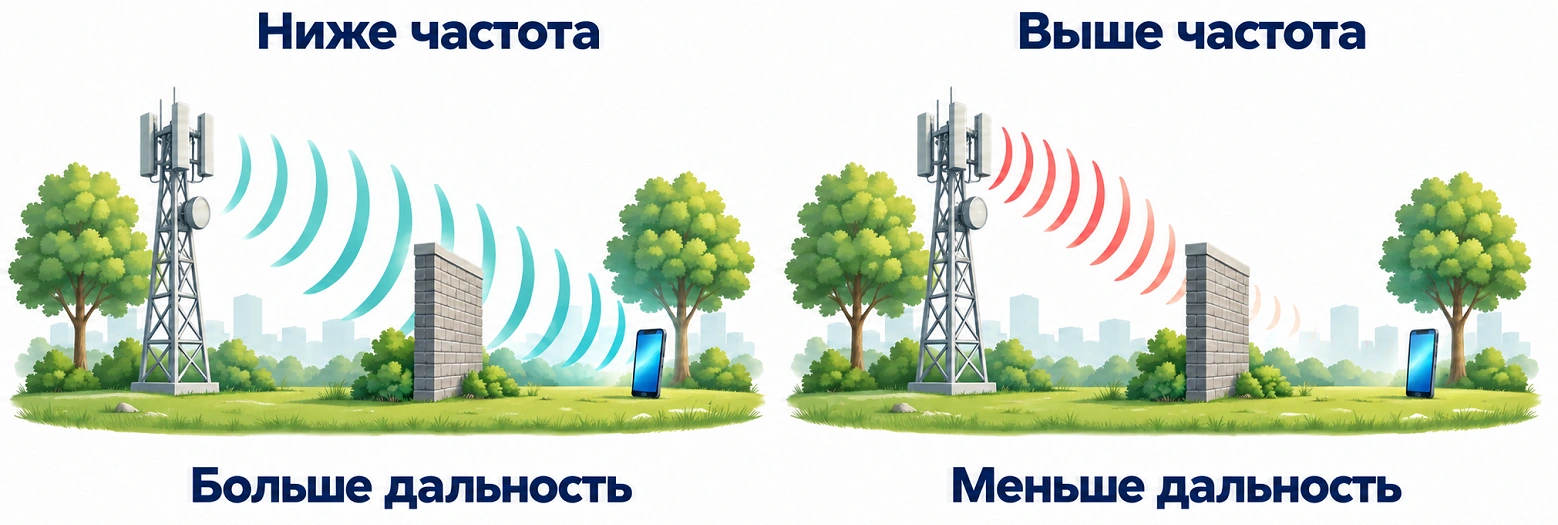 Разница между высокой и низкой частотой мобильной связи